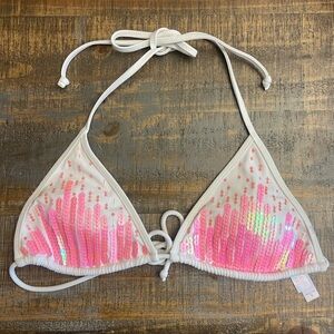 Vintage Y2K Victoria’s Secret Sequin Bling triangle Bikini Top
